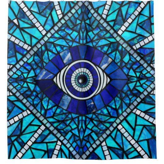 Rideaux De Douche Evil Oeil Amulet Mosaic Art (Devant)