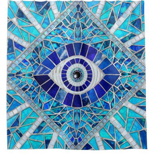 Rideaux De Douche Evil Oeil Amulet Mosaic Art (Devant)