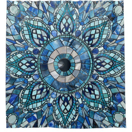 Rideaux De Douche Evil Oeil Amulet Mosaic Mandala Art (Devant)