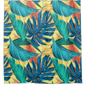 Rideaux De Douche Exotic Tropical Leaves on Lemon Yellow (Devant)