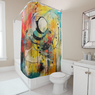 Rideaux De Douche Explosion Abstraite de couleurs vives et dynamique