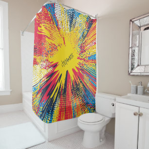 Rideaux De Douche Explosion d'art pop de style comique (3)