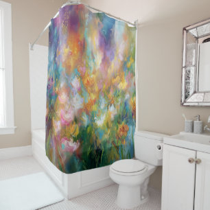 Rideaux De Douche Explosion florale cosmique abstraite dans des coul