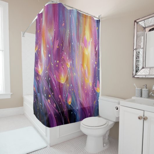 Rideaux De Douche Explosion florale lumineuse abstraite (En situation)