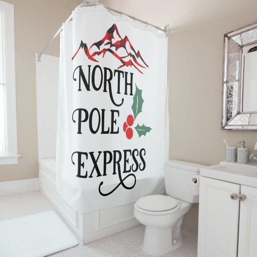 Rideaux De Douche Express du Pôle Nord Noël (En situation)
