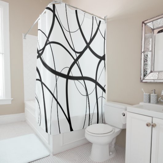 Rideaux De Douche Expression en noir et blanc (En situation)