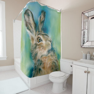 Rideaux De Douche Exubérance de lièvre sauvage Art pastel