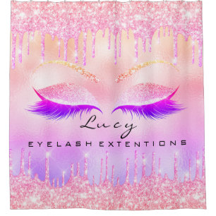 Rideaux De Douche Eyelashes Extension Holographe rose Parties scinti