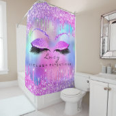 Rideaux De Douche Eyelashes Extension Holographe rose Parties scinti (En situation)