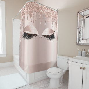 Rideaux De Douche Eyelashes Maquillage Étincelle Rose gouttes de fil