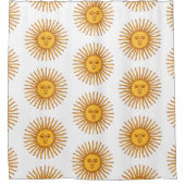 Rideaux De Douche Face céleste jaune soleil sur blanc Élégant (Devant)