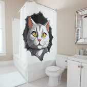 Rideaux De Douche Face de chat (En situation)