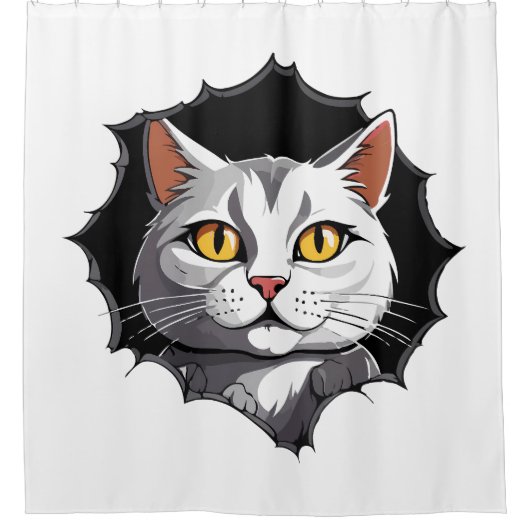 Rideaux De Douche Face de chat (Devant)