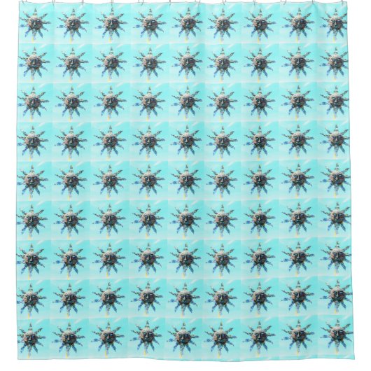 Rideaux De Douche face soleil sur motif bleu clair (Devant)