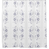 Rideaux De Douche Faded Blue and White Floral Pattern (Devant)