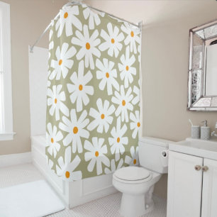 Rideaux De Douche Faisceaux de printemps fleuris rétro motif sauge v