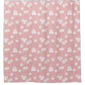 Rideaux De Douche Faisceaux et points - rose et blanc (Devant)