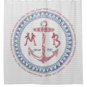 Rideaux De Douche Faites à votre propre Ancre vintage le monogramme