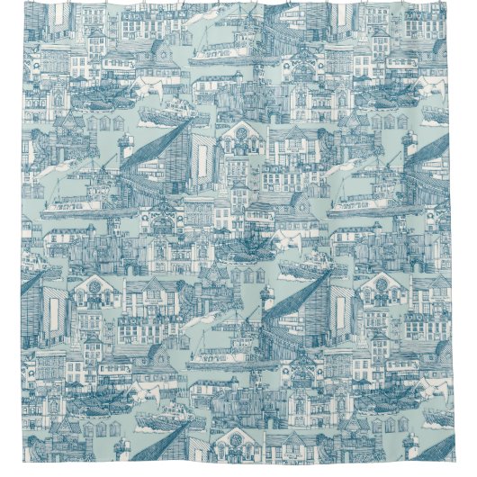 Rideaux De Douche Falmouth toile paon (Devant)