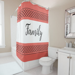 Rideaux De Douche Famille Corail et Blanc