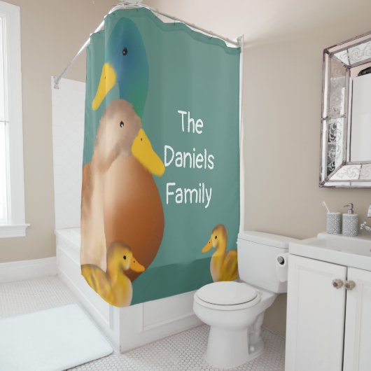 Rideaux De Douche Famille de canards mignonnes (En situation)
