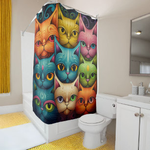 Rideaux De Douche Famille de chats Artsy
