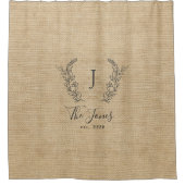 Rideaux De Douche Famille de ferme rustique monogrammé faux burlap (Devant)