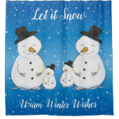 Rideaux De Douche Famille des Snowmen avec citation (Devant)
