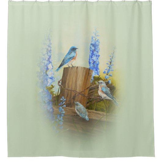 Rideaux De Douche Famille d'oiseau bleu (Devant)