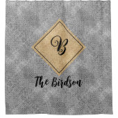 Rideaux De Douche Famille Nom de la ferme Monogram, Rustic Grey Burl (Devant)