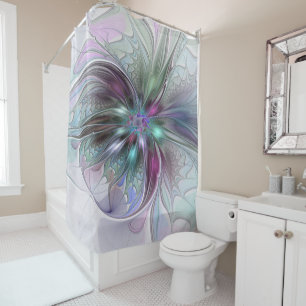 Rideaux De Douche Fantaisie Abstraite Moderne Fleur Fractale Colorée