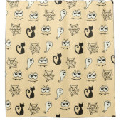 Rideaux De Douche Fantôme, toiles d'araignées et chats noirs Jaune (Devant)