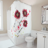 Rideaux De Douche Far Free Spirited poppies and paint splatter (En situation)