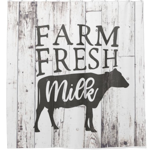 Rideaux De Douche Farm Fresh Milk Cow White Wood Country Farmhouse (Devant)