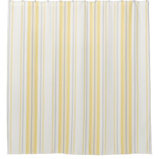 Rideaux De Douche Farmhouse Ticking Stripes, Lémon Jaune, Gris (Devant)