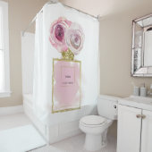 Rideaux De Douche Fashion Florale Bouteille de parfum Roses roses ro (En situation)