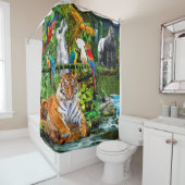 RIDEAUX DE DOUCHE FAUNE ET FLORE DE LA FORÊT TROPICALE (En situation)
