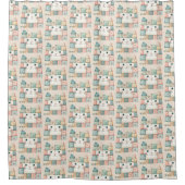 Rideaux De Douche Fausse Maison de Chat au Patchwork Pastel (Devant)
