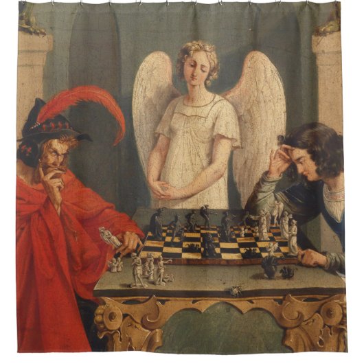 Rideaux De Douche Faust Et Mephistopheles Jouent Aux Échecs (Devant)
