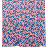 Rideaux De Douche Faux Cutout Pink Blue Folk Art inspiré (Devant)