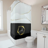 Rideaux De Douche Faux Gold Luxe Noir Et Blanc (En situation)