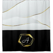 Rideaux De Douche Faux Gold Luxe Noir Et Blanc (Devant)