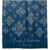 Rideaux De Douche Faux Gris Foil Faux Flakes À Neige Sur Bleu (Pas V (Devant)