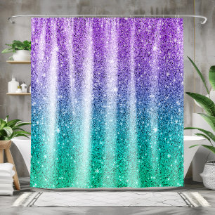 Rideaux De Douche Faux parties scintillant violet à vert foncé