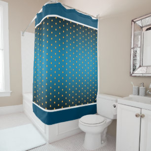 Rideaux De Douche Faux Pois or sur Blue Gradient