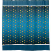 Rideaux De Douche Faux Pois or sur Blue Gradient (Devant)