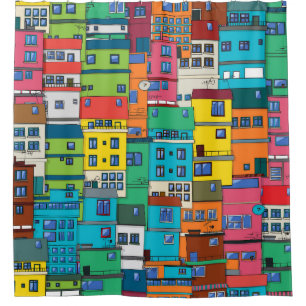 Rideaux De Douche favela urbaine brésilienne : arrière - plan coloré