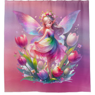 Rideaux De Douche Fée de Tulipe Rose Hot Princess Girls