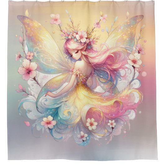 Rideaux De Douche Fée douce Fée Jaune Princesse Filles (Devant)