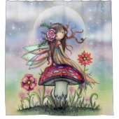 Rideaux De Douche Fée mignonne sur Champignons et Pleines lunes (Devant)